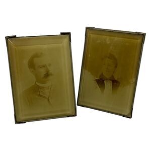 Two Victorian 1901 Gale Glass Mount‎ Man Woman Picture Cabinet Card Photos Ohio